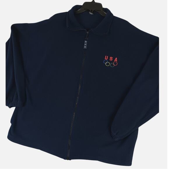 USA Olympics Other - USA Olympics Vintage Fleece Jacket Mens XXL Blue Mock Neck Full Zip Sports